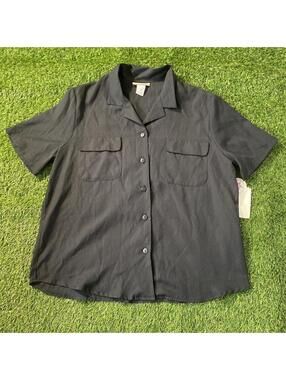 NWT Vintage 90’s Notations Black button-up shirt with two front pockets